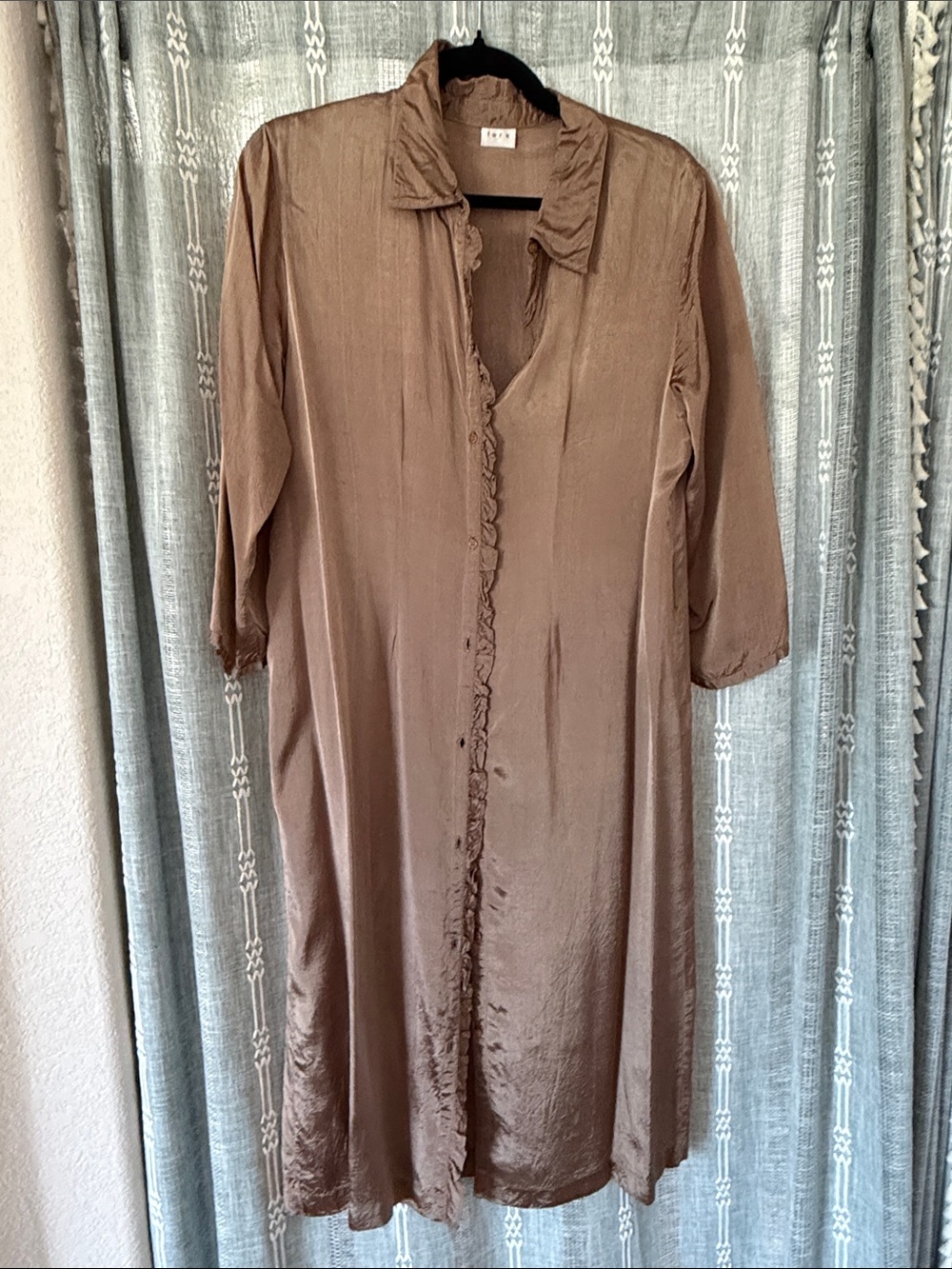 Silk Tan Long Button-Up Duster w optional tie